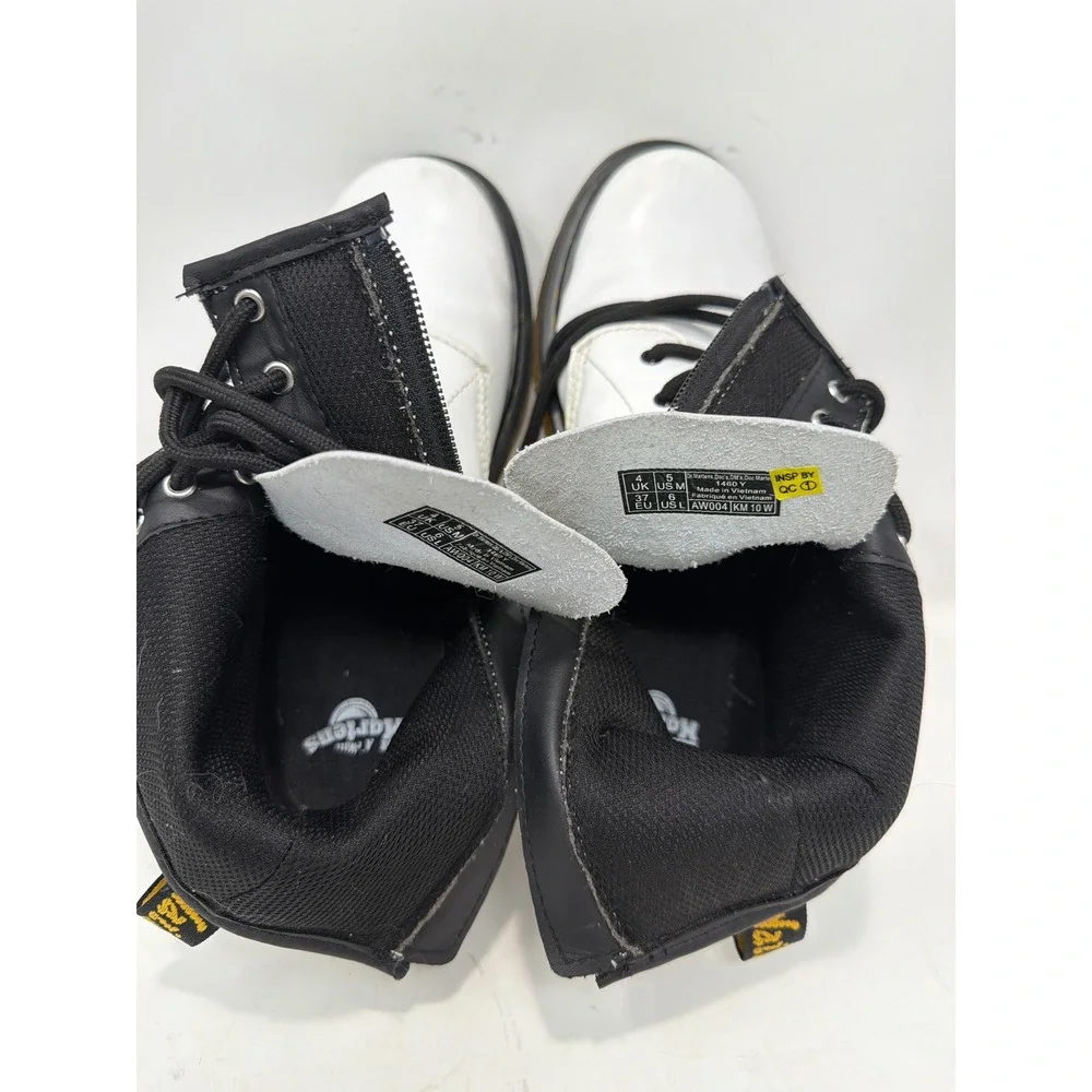 Dr Martens 1460 Y White Leather Lace Up Zip Boots Kids‎ Size 5 US Youth